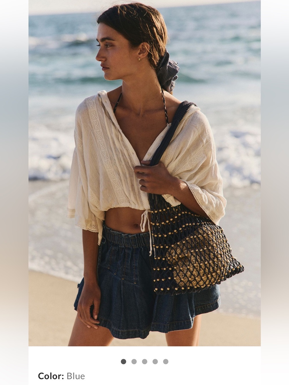 Free People Wishing Well Beaded Bag in Blue